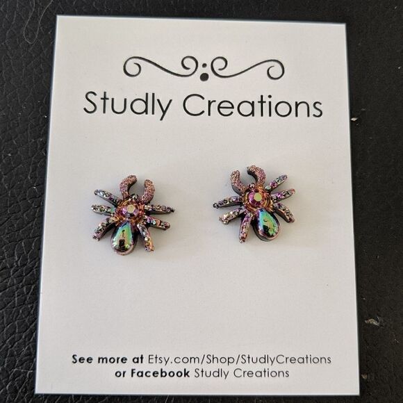 Studly Creations - spider stud earrings - Picture 1 of 3